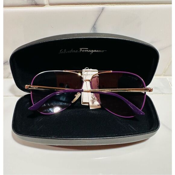 NWT Salvatore Ferragamo Aviator SunGlasses SC 131 736  NEW W/Case main image 5